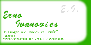 erno ivanovics business card
